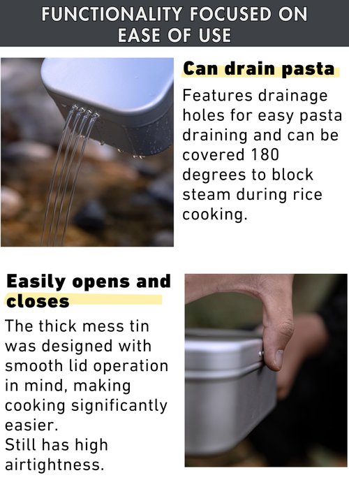 CAMPINGMOON Mess Tin 1.3L Aluminium Camping Cookware Extreme Thick S-2013