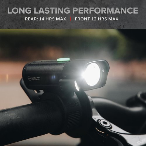 Bike Lights Front and Back (BX-Series) - Bicycle Headlight and Tail Light Set with Powerful Rechargeable LED for Night Riding - USB-C - Bike Safety Equipment (BX-400 Black)