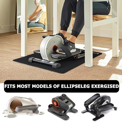 Non-Slip Workout Mat for Under Desk Ellipticals, Exercise Mat for Ellipse Leg Exerciser Machine, Apply to Foot & Leg Pedal Exerciser for Seniors Fitness, Enhanced Stability & Floor Protection(Black)