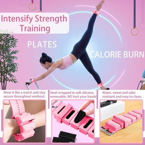 ANYEEK Pink Ankle & Wrist Weights: Adjustable 2lbs (1lb Each) for Women & Men - Walking, Pilates, Yoga Workout at Home - Hand Weights for Women at Home, Set of 2 (1lb Each)