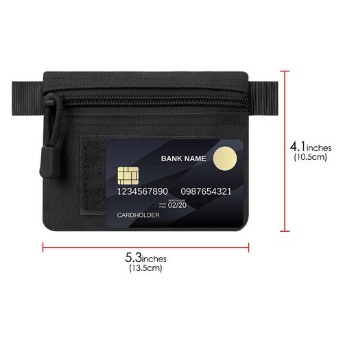DODAMOUR Tactical Compact EDC Pouch, Mini Size Military Molle Zipper Pouch, Utility Molle Attachment Pouch for Coin Purse Keychain Pocket Credit Card Holder Wallet Pack (Black)
