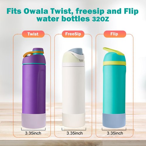 WK IEASON 2Pcs Silicone Boot for Owala Water Bottle, Protective Flask Bottom Cover Base for Owala FreeSip Twist and Flip Flask Water Bottle Accessories-3.35inch Bottom Diameter