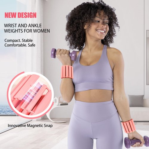 Wrist Weights and Ankle Weights for Women &Men,Magnetic Snap Connection,More Stable,Adjustable Hand Weights Set of 2,Leg Weights&Arm Weights for Women at Home,Workout Equipment for Home Gym(1 LB Each)