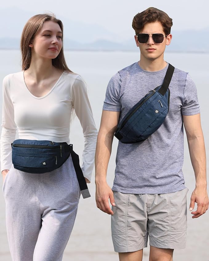 WATERFLY Fanny Pack for Men Women Water Resistant Large Hiking Waist Bag Pack Carrying All Phones for Running Walking Traveling