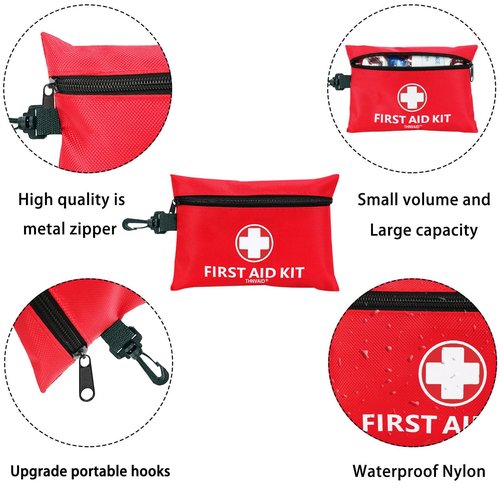 Mini First Aid Kit - 147 Piece Small First Aid Kit,with Rotatable Buckle Ideal for Cars, Schools, Sports, Homes, Travel, Camping, Hiking 