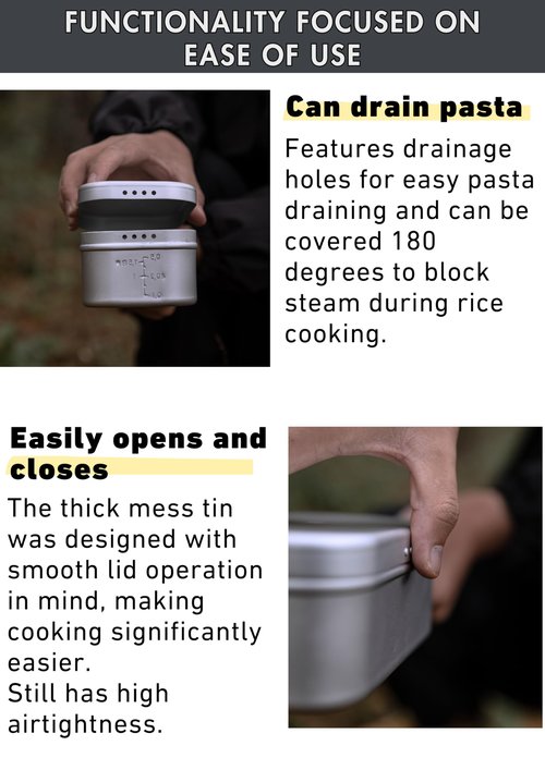 CAMPINGMOON Mess Tin 0.65L Aluminium Camping Cookware Extreme Thick S-1609