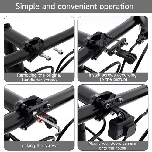 BIKOOCO Bike Handlebar Stem Mount Rack - Bike Mount Action Camera Mount,Metal Bike Stem Camera Mount with Flashlight Holder