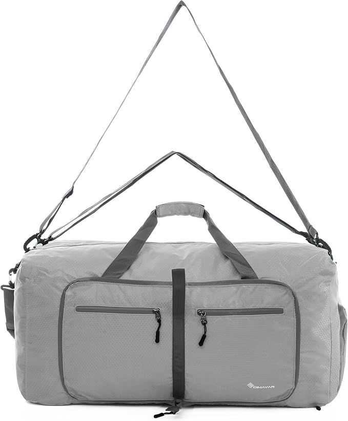 Dimayar Travel Duffle Bag for Men Women - Foldable Duffel Bag with Shoes Compartment - Overnight Bags Waterproof & Tear Resistant(65L,Space Gray)