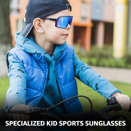 SODQW Kids Baseball Sunglasses Sports Wrap Around Frame Cycling Running Glasses for 6-12 boys girls