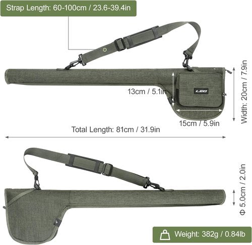 Lixada Fly Fishing Rod Case,Portable Fishing Tackle Bag,Canvas Fishing Pole Storage Bag Fly Rods Reels Durable Carry Case, army Green, Canvas & Beach Tote Bag