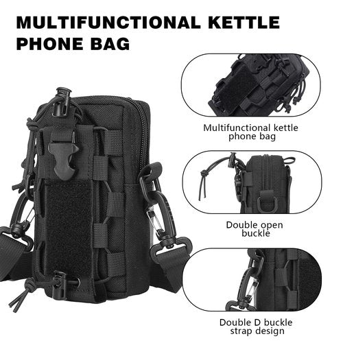 WUYUNTAI Tactical Backpack Accessories, Molle Phone Pouch, Tactical Belt Accessories, Black