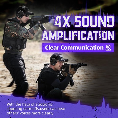 ZOHAN Electronic Shooting Earmuffs Built in Ambient Sound Amplifier, Hearing Protection for Shooters, NRR 23dB Noise Reduction, Ideal Gun Range Ear Protection Headphones for Hunting-Black