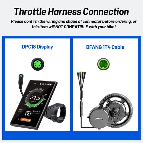 BAFANG Ebike Display DPC18 for BBS01B BBS02B BBSHD UART Version Mid Drive Motor, 0-9 Pedal Assist Levels E-Bike Computer Display