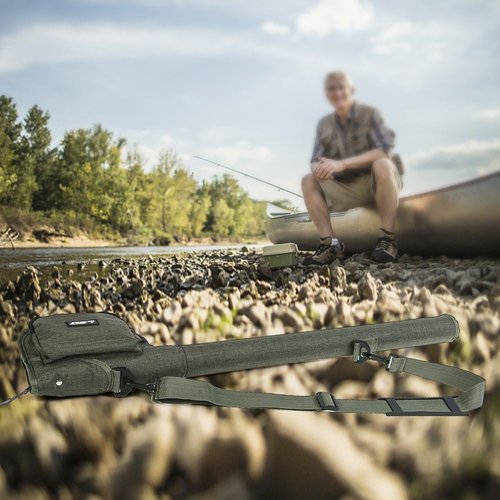 Lixada Fly Fishing Rod Case,Portable Fishing Tackle Bag,Canvas Fishing Pole Storage Bag Fly Rods Reels Durable Carry Case