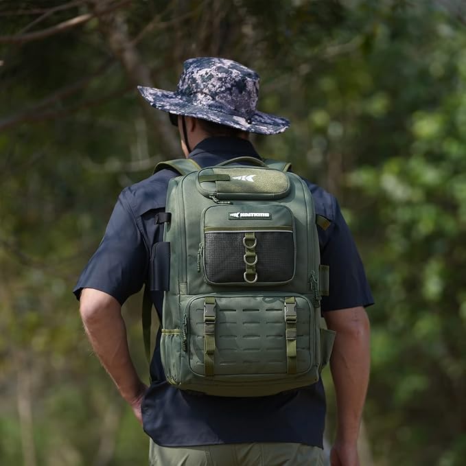 KastKing Karryall Fishing Tackle Backpack with Rod Holders 4 Tackle Boxes,40L Fishing Bag Storage Fishing Gear and Equipment