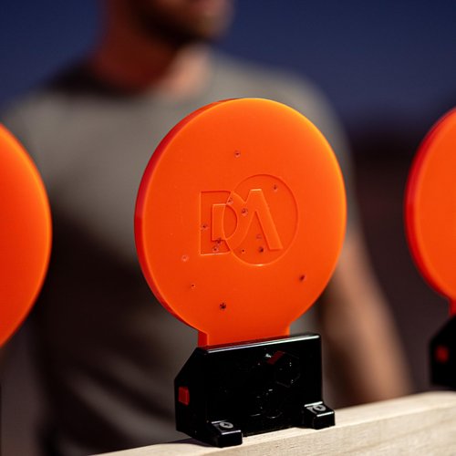 DA Targets 6” Self-Healing Knockdown Targets for Shooting - Bright Fluorescent Orange - Safe Ricochet-Free Design - for Pistol, Handgun - Indoor, Outdoor Use - Perfect for Gun Range Practice
