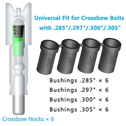 Lzwow 6PCS Lighted Nocks Universal Fit for Crossbow Bolts with .285”/.297”/.300”/.305” Bushings Half-Moon Light up Knocks (Green)