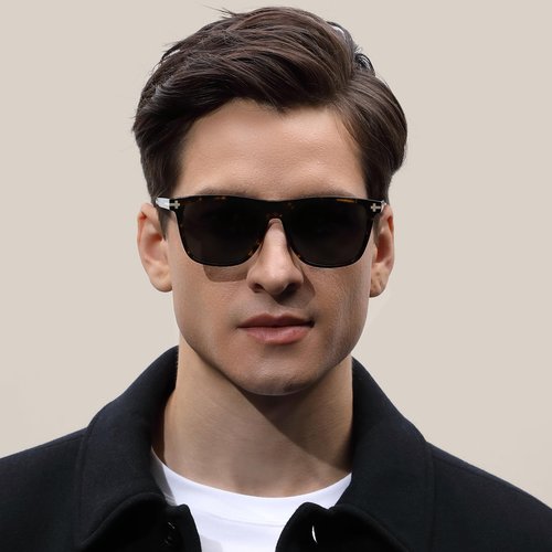 AVAWAY Square Polarized Sunglasses for Men Retro UV400 Protection, Acetate Fashion Driving Eyewears Male Outdoor Sport Glasses