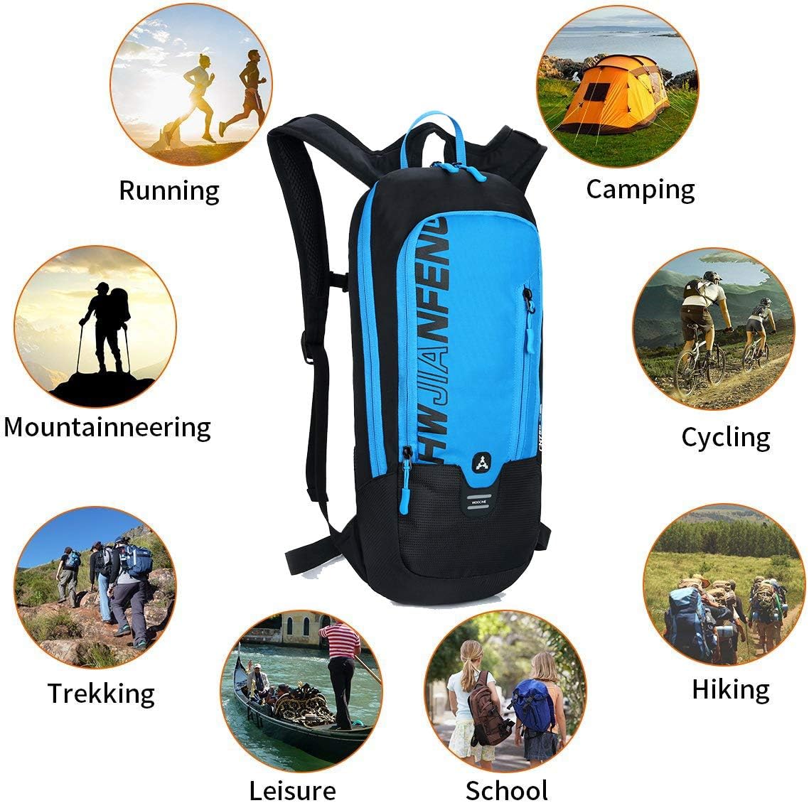 Outdoor Riding Backpack, Outdoor Sport Backpack with Water Bladder Design Biking Backpack Bike Rucksack Hydration Backpack Outdoor Gear for Skiing Running Hiking Cycling Backpack (Blue)