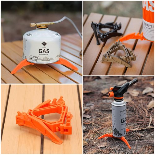 SquEqu 2 Pack Fuel Canister Stabilizer Portable Folding Mini Stand Holder Tripod Support Bracket for Outdoor Camping Propane Butane Can Cylinder Cartridge Bottle Gas Tank Stove Burner Hiking Picnic