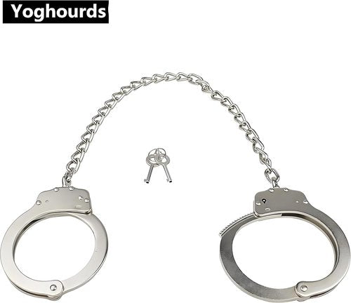 Double Lock Handcuffs, Adjustable Heavy Duty Steel Wrist Cuffs with 2 Keys & Handcuffs Holster in Police Edition Professional Grade