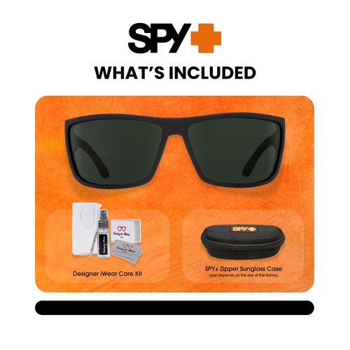 Spy Rocky 673248374864 62MM Matte Black/Happy Gray Green Polarized Cylindrical Shield Sunglasses for Men +BUNDLE with ACCESSORY EYEWEAR KIT
