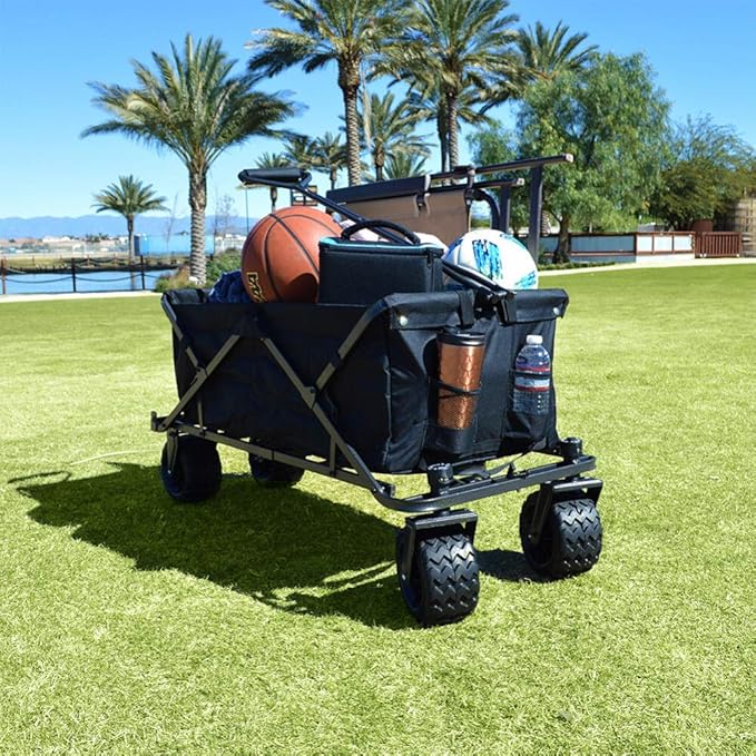 Impact Canopy Folding Collapsible Utility Wagon with All-Terrain Wheels, Grey