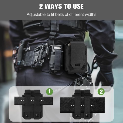 Moko Tactical Handcuff Pouch - MOLLE-Compatible Handcuff Holder for Duty Belt & Vest, Quick-Release Police Handcuff Case Fits Hinged & Chain Cuffs, Black
