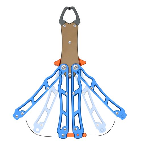 UEDGER Fish Lip Gripper Tools - Foldable Fishing Grabber Tool, Portable Lightweight Aluminium Alloy Fishing Grips Pliers Hook Remover Accessories Gift for Men(Blue-Brown)