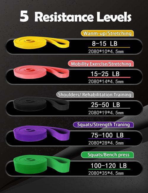 INPAKO Resistance Bands, Pull Up 5 Resistance Levels Exercise Bands Set for Men Women, Assistance Workout Stretch Bands for Working Out, Body Stretching, Physical Therapy, Muscle Training