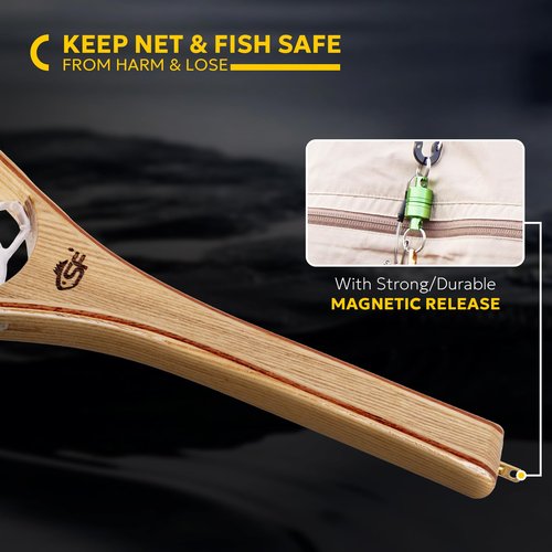 SF Fly Fishing Landing Soft Rubber Mesh Trout Catch and Release Net with Black Magnetic Net Release Combo Kit (Clear A Combo Small Holes)