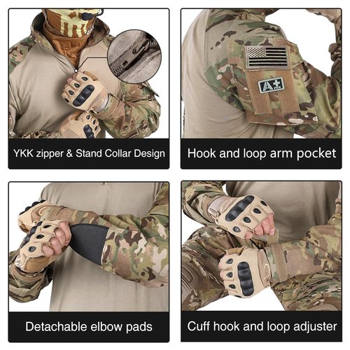 IDOGEAR OUTDOOR Men’s G3 Combat Uniform Tactical Camouflage Apparel Set For Hunting Airsoft Paintball Milsim With Knee Pads(camo camo,XX-Large)