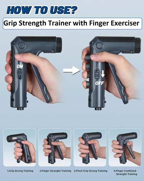 Grip Strength Trainer with Finger Exerciser 2 in 1, Digital Counter Adjustable Hand Grip Strengthener, Forearm Strengthener Wrist Exerciser for strength training, recovery and muscle building