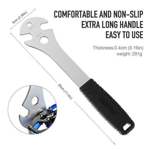 MZYRH Bike Pedal Wrench,Long Handle Bicycle Pedal Removal Tool Spanner for Road and Mountain Bikes (Flat Handle)