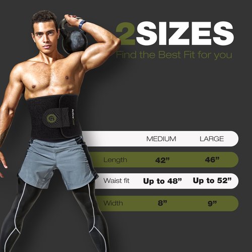 ActiveGear Waist Trimmer Belt for Stomach and Back Lumbar Support, Medium: 8" x 42" - Army Green