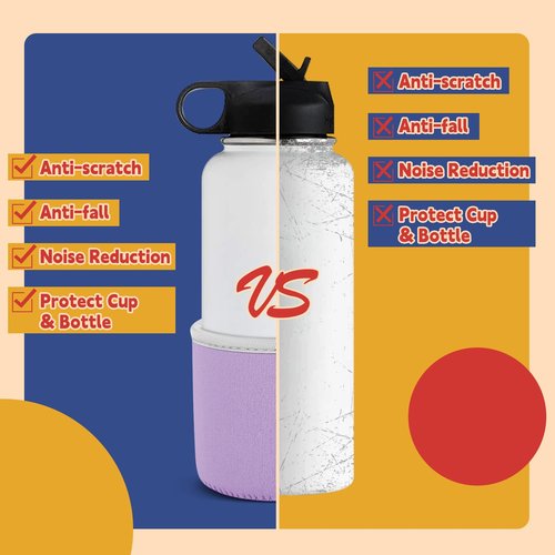 Playexen Neoprene Water Bottle Boot, 2.7" - 3.1" Washable Tumbler Sleeve Cover, Universal Bottle Bottom Protector Compatible with 0'wala 19-24 oz, S'tanl-ey 20-40 oz