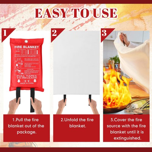 Wiwiqing 10 Pack Fire Blankets - Bulk Emergency Flame Retardant Fiberglass Fire Suppression Blankets - Fireproof Survival Safety Cover for Home, Kitchen, Camping, Car, Office, Warehouse - 39 x 39 Inch