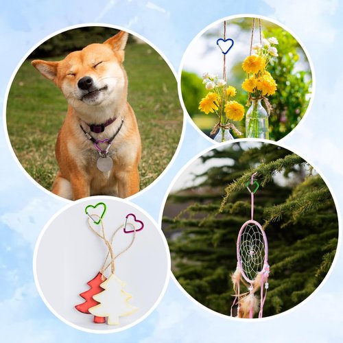 Mabor 10Pcs Heart Shaped Carabiner Cute Carabiner Clip Small Keychain Clip Aluminum Alloy Carabiner Clip Heart Shape Key Ring Mini Snap Hooks Keychain for Water Bottle Holder Traveling