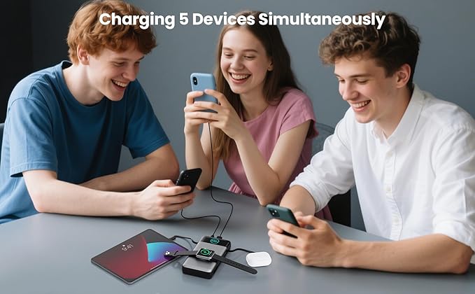 Portable Charger 40800mAh Power Bank with Built-in Cables,Wall Plug and iWatch Charger,6-IN-1 QC4.0+25W PD USB C Fast Phone Charging,LCD Display Battery Pack for iPhone 16/15/14,Apple Watch,Galaxy etc