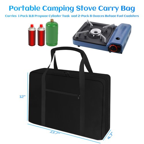Portable Camping Stove Carry Bag for Portable Butane Stoves and Dual Fuel Stoves,Gas Tank Protective bag,600D Oxford Fabric Waterproof,Mini Tank Accessories,for Outdoor Camping,Cooking,Travel,Picnic