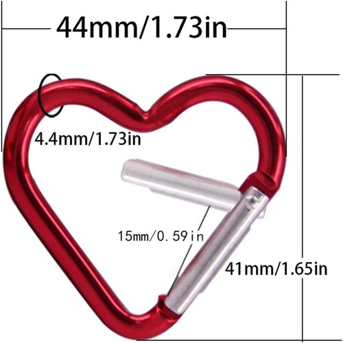 Cute Heart Shaped Carabiner Clip Aluminum Alloy Keychain, Small Carabiner Clip, Spring Snap Key Chain Clips Camping Backpack Clips Heavy Duty Carabiner Lightweight Aluminum Alloy Keychain (Silver)