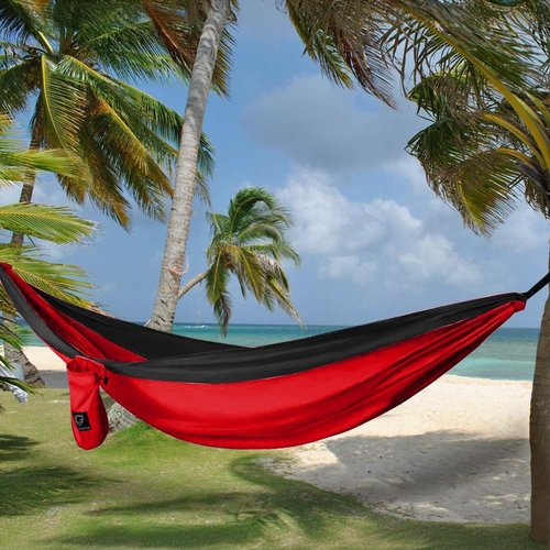 Gold Armour Camping Hammock - XL Double Hammock Portable Hammock Camping Accessories Gear for Outdoor Indoor with Tree Straps, USA Based Brand (Gray)