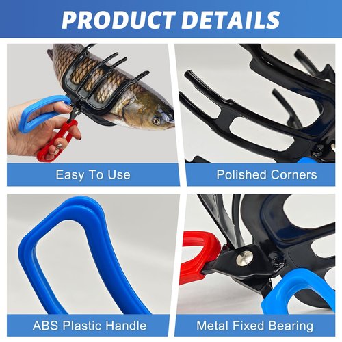 3 Claw Fish Gripper, 2024 Upgraded Metal Fishing Pliers Gripper, Multifuctional Fish Grippers for Fishing, Fish Grabber Tool for Most Freshwater Fish and Crab