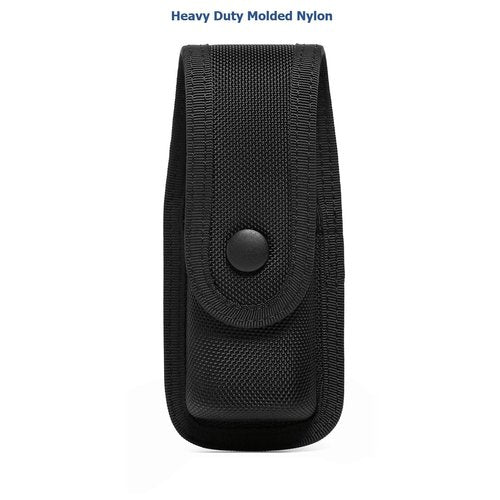 Dotacty OC/Mace Spray Pouch for Duty Belt MOLLE Vest MK3 Holster Molded Nylon Case for Pepper Gel Canisters Self Defense Can Holder Carrier w/Top Flap Snap Closure for LE CO Police Security BK