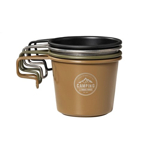 Thous Winds 2pcs Stainless Steel Camping Sierra Cup 350ml, Olive-green