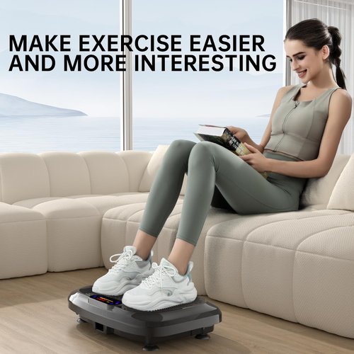 VANMED Vibration Plate Exercise Machine with Bands,Whole Body Workout Vibration Fitness Platform for Weight Loss,Shaping,Lymphatic Drainage,Toning Wellness