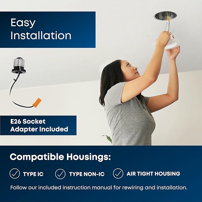 Feit Electric 5 Inch or 6 Inch LED Recessed Lighting Retrofit Downlights, 120 Watt Equivalent High Output, 2000 Lumen, 3000K Soft White, Dimmable, 6 Pack, LEDR56XHO/930CA/6