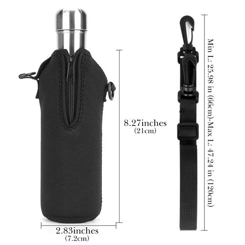 Linkidea Neoprene Water Bottle Carrier with Strap Compatible with S Original, Koodee, MIRA 17oz Cola Shaped Bottle, Insulated Waterbottle Sling Bag Holder with Shoulder Strap, Black