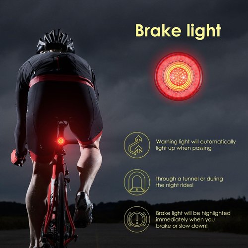 Remote Bike Tail Light 7 Colors 15 Modes with Turn Signals Horn Alarm Rear and Brake Light Auto On/Off Rechargeable 200 Lumen IP66 Waterproof Wireless Smart Rear Bicycle Tail Light 1Pcs Dark Black