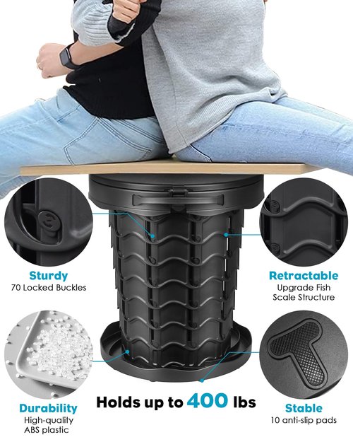 Aboutool 2 Pack Portable Toilet for Adults, Adjustable Height Camping Toilet, Emergency Toilet for Car, Travel, Camping, and Hiking, Comfortable Portable Potty for Adults with 20 Bags